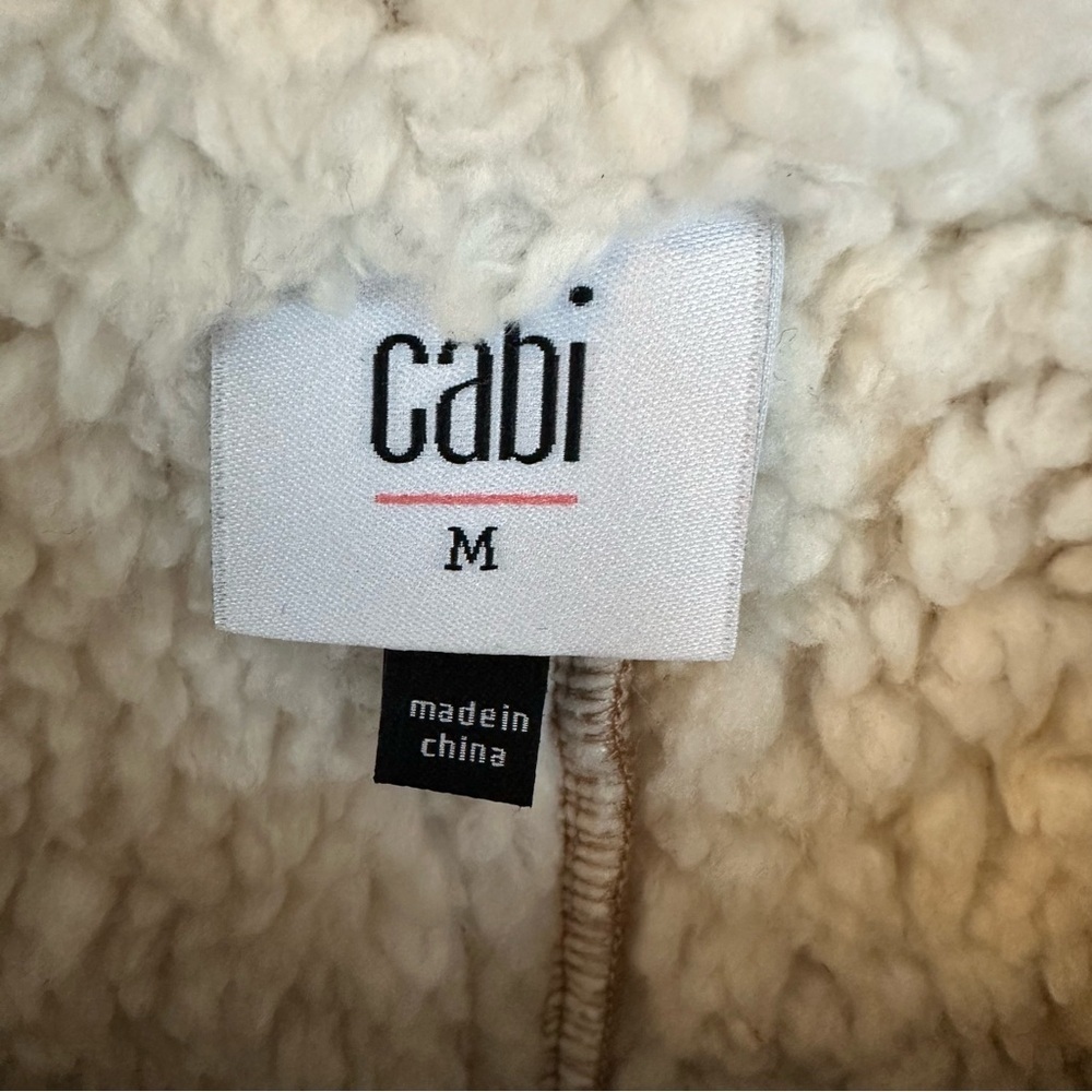CAbi McQueen Jacket Tan Faux Shearling Full Zip Like New 3908 Sz M - Picture 8 of 11